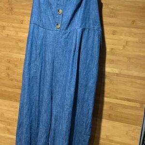 Old Navy Blue Denim Jumper Jumpsuit with Button Accents